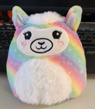 2020 Squishmallow Bailey Rainbow Llama 8" Inch Sparkly Stars Fluffy Hearts Smile