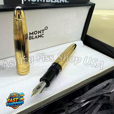 Montblanc Meisterstück Solitaire Gold Plated Fountain Pen Fine Nib Luxury