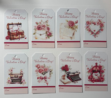 Valentine Handmade Gift Tags 8 Different Designs 2" 20 pcs, 3" 18 pcs, 4" 12 pcs