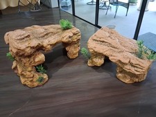 2 Artificial Stacked Rock Swim Thru Cave Aquarium / Reptile Enclosure