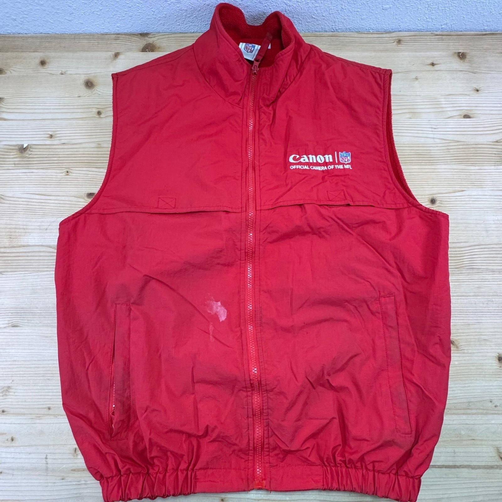 Canon x NFL Official Camera Red Fleece Lined Vest Size M Vintage Promo