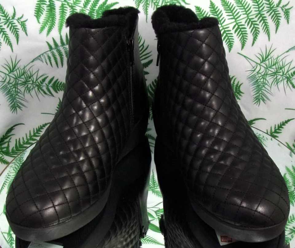 BOTINES FITFLOP MILA CUERO ACOLCHADO DIAMANTE NEGRO ZAPATOS MUJER EE. UU. TALLA 10 Foto 2 de 4