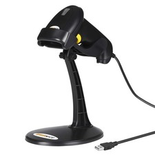 USB Laser Barcode Scanner Wired Handheld Bar Code Reader Stand Black Tool