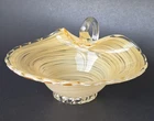 Murano Venetian Art Glass Candy Dish Bowl Swirl Italian Applied Handle Vintage