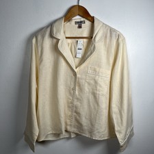 J.Crew Womens Long Sleeve Pajama Top In Linen Cotton Blend Size Medium