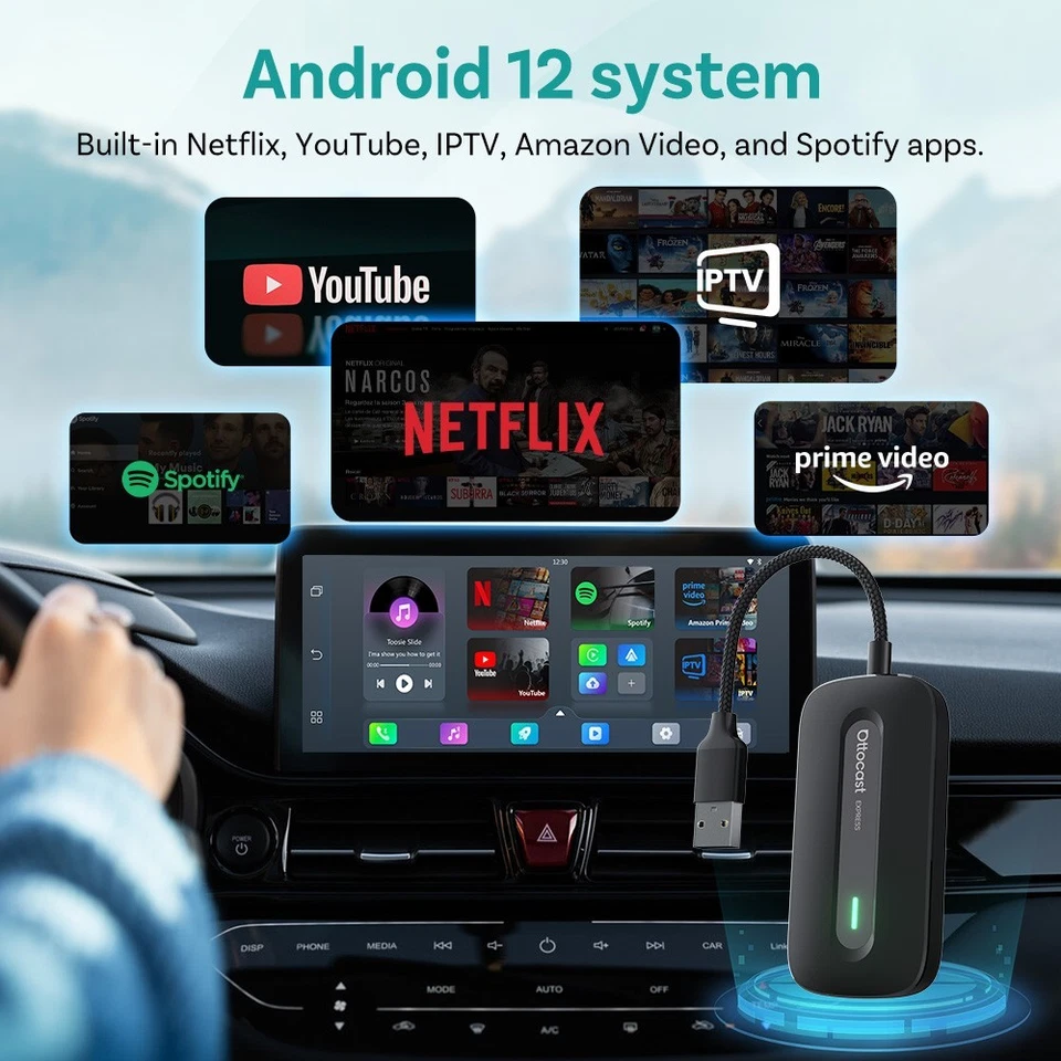 3-in-1 Ottocast P2V Ultra Aibox Android Auto/Wireless CarPlay Adapter Youtube - Image 4 of 4