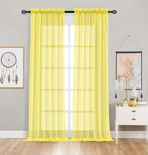 2 Pack: Basic Rod Pocket Sheer Voile Window Curtain Panels - Assorted Colors ...