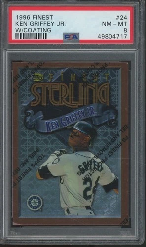 1996 Topps Finest With Coating #24 Ken Griffey Jr PSA 8