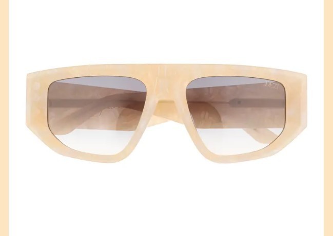 DEZI Backtrack 55mm Flat Top Sunglasses LIMESTONE/ SMOKE FADED