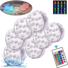 7-Pack LED Lights for Crystal Singing Bowl Set, (16 Color) RGB Multi-Color Ch...