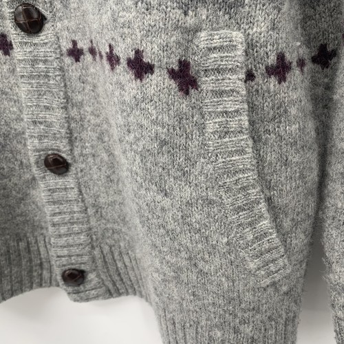 Woolrich Mens Shawl Collar Cardigan Sweater XXL Gray Nordic Fair Isle Wool Blend - Picture 7 of 12