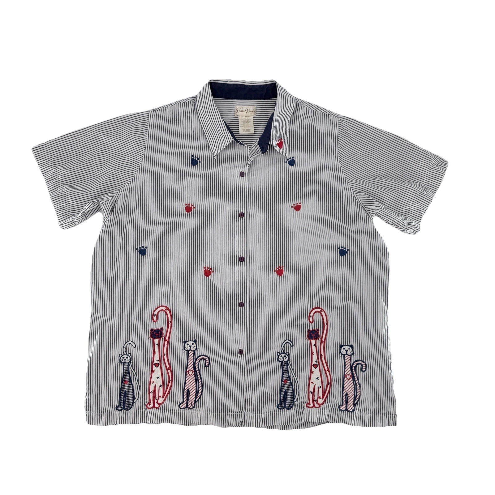Bobbie Brooks  Plus Cat Patchwork Button Shirt No… - image 3