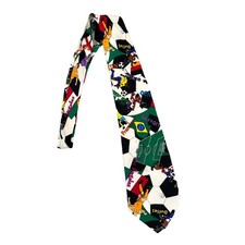 Nicole Miller Silk Neck Tie Soccer FIFA Sports 1994 USA Vintage Sports AOP Art