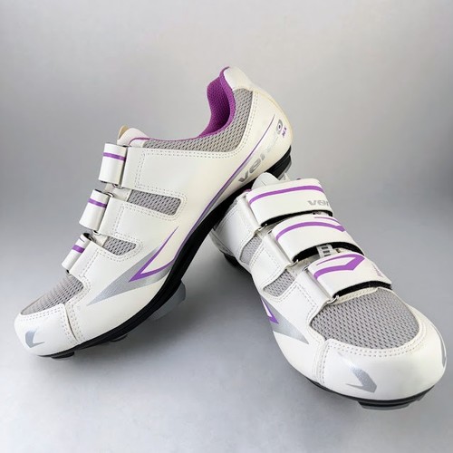 Venzo MX Road Bike Pro Cycling Shoes Women Sz 8 Purple Cleats  - Picture 2 of 18