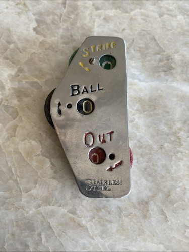 Vintage Ever New umpire’s counter, stainless steel - strikes, balls, out - 1950s