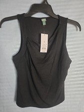 Wild Fable Women's Black Sleeveless Ruched V-Neck Tank M