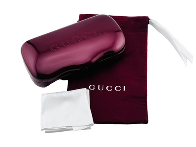 Neu Gucci Sonnenbrillenetui Burgund Hart VINYL Mittelgroß mit Etui & Reinigung