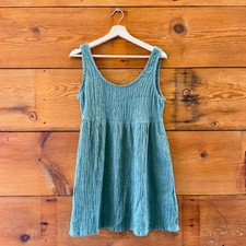 Afends Green Sleeveless Textured Hemp Low Back Dress w/ Pockets - Sz XS - 0312IG