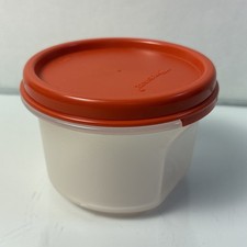 Vintage 7 oz 3.5 x 2.5" Tupperware Container w Lid 1605-7 1807-1 Made in USA