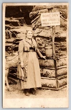 Prohibition Era Joke Bone Dry in Hot Springs Arkansas Woman at Old Well RPPC