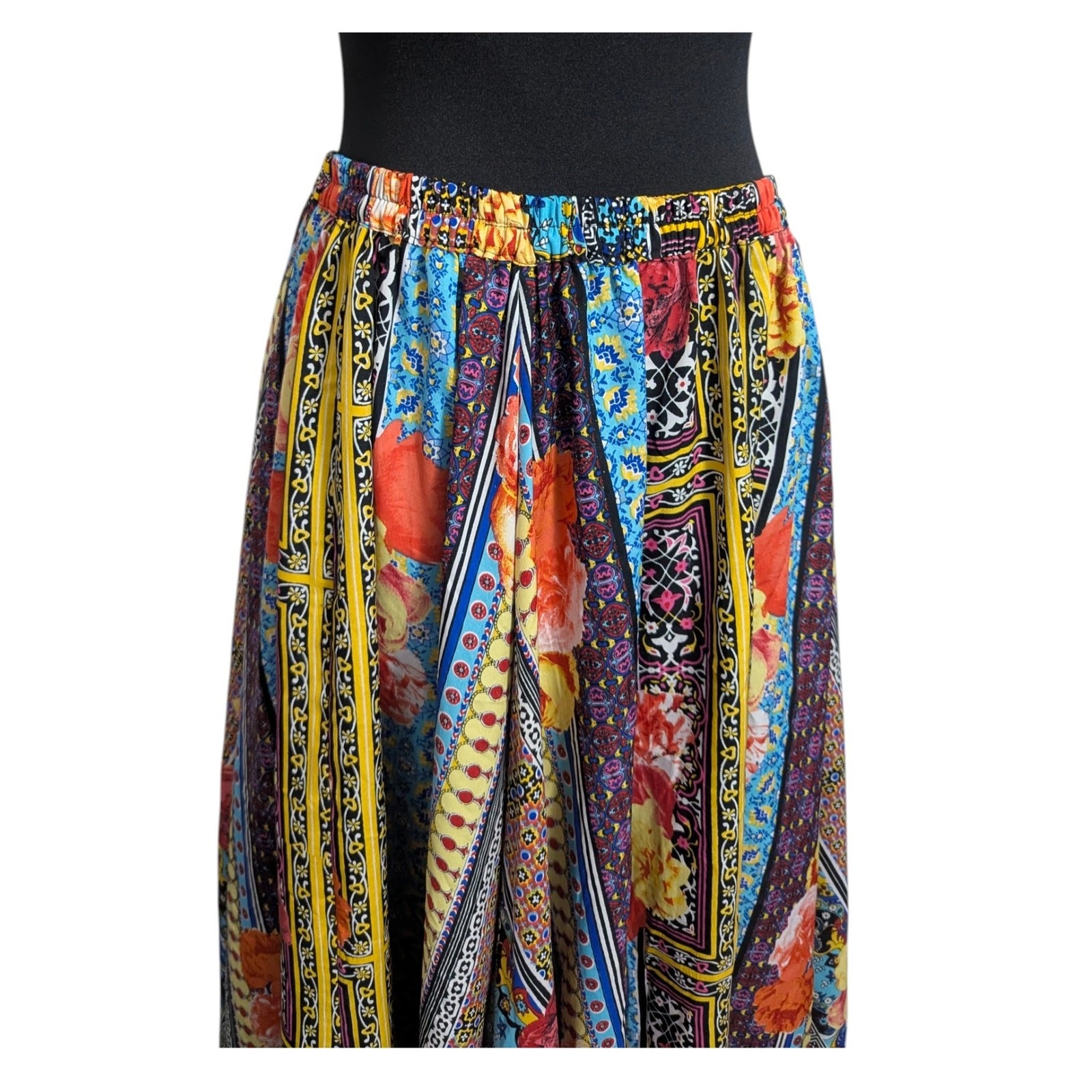 Magic Multi Patchwork Maxi Flare Skirt Fits Large… - image 3