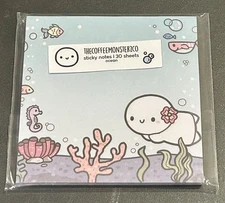 New TCMC Ocean (30) Sticky Notes Notepad The Coffee Monsterz Co