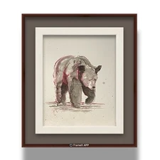 SHRUM Bear Acrylic Wash Painting 8x10 Mixed Media Art