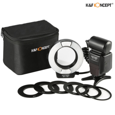 K&F CONCEPT KF-150 E-TTL Macro Ring Flash Light Speedlite 6 Adapters for Canon