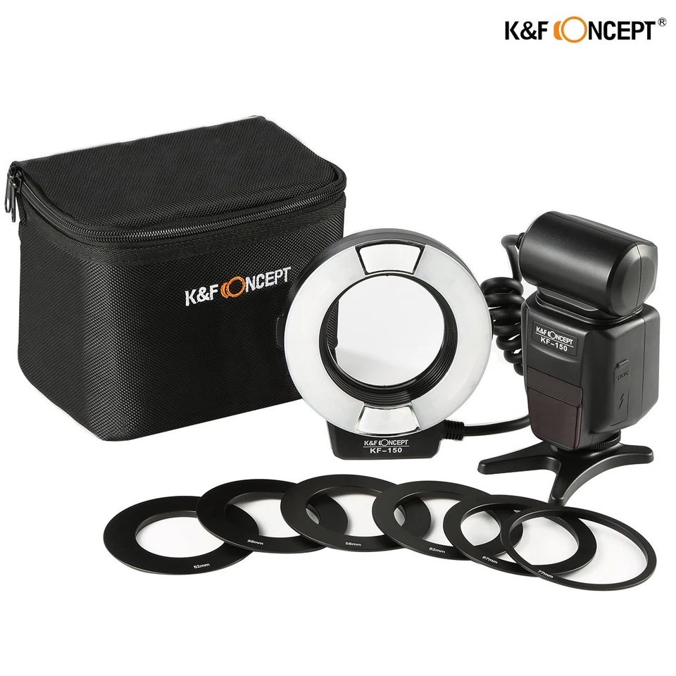 K&F Concept Ring Flash Light Flash Ring for Canon w/ 52 55 58 62 67 77mm Adapter - Image 2 of 4