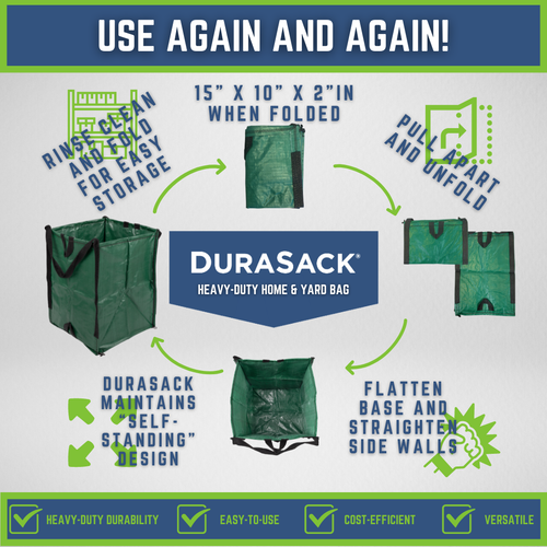 DURASACK 48 Gal. Woven Polypropylene Reusable Pop-up Lawn and Leaf Bag (1-Pack) - Picture 7 of 48