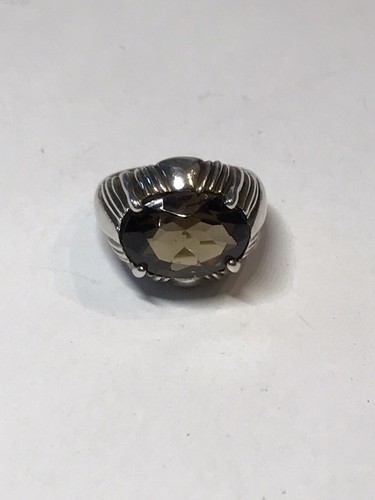 Sterling Silver 925 Size 6 Designer Kabana Oval 14x10mm (5.8ct)Smoky Quartz Ring - Picture 8 of 10