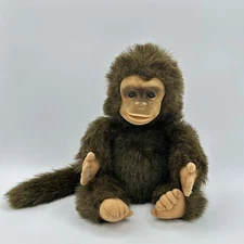 Vtg 1994 Hosung Monkey Chimp Plush Hand Puppet Stuffed Animal Brown Fur Squeaks