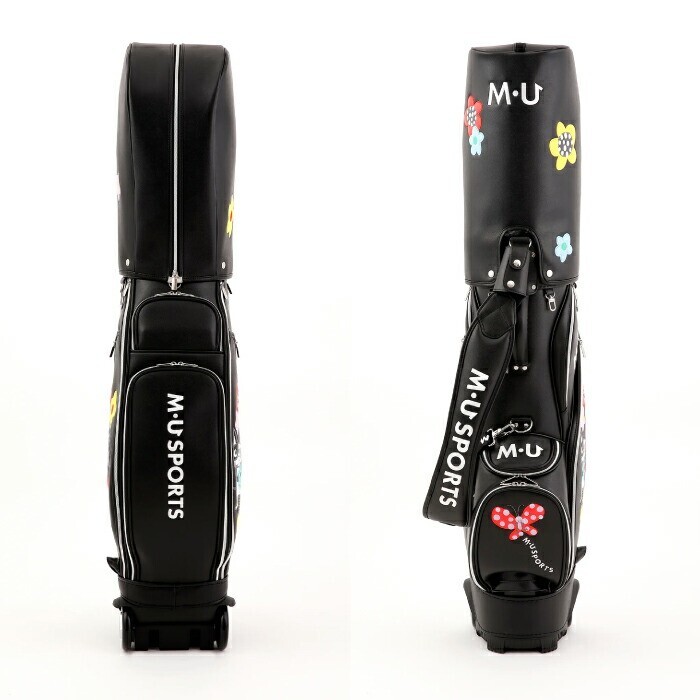 M・U SPORTS MU SPORTS Golf Embroidered Cart Bag w/ Wheels 9in Black 5way