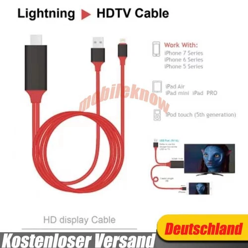 2M 8Pin Blitz zu HDMI Kabel Adapter Video Full HD TV für iPhone IPad ITouch