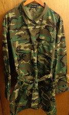 New Pretty Little Thing Green Camo Utility Jacket Shirt Dress Women 3X 58" chest