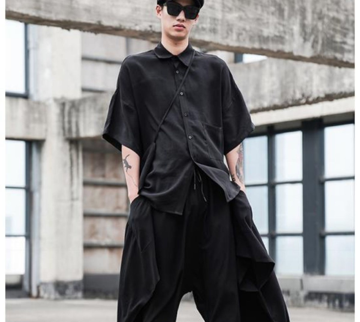 Shirt New Loose Men's Short-sleeved Shirt Casual Black Tops