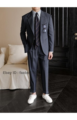 Men's Formal Western Business High Waist Pants Buckle Tapered Trousers Oversize - Bild 10 von 27