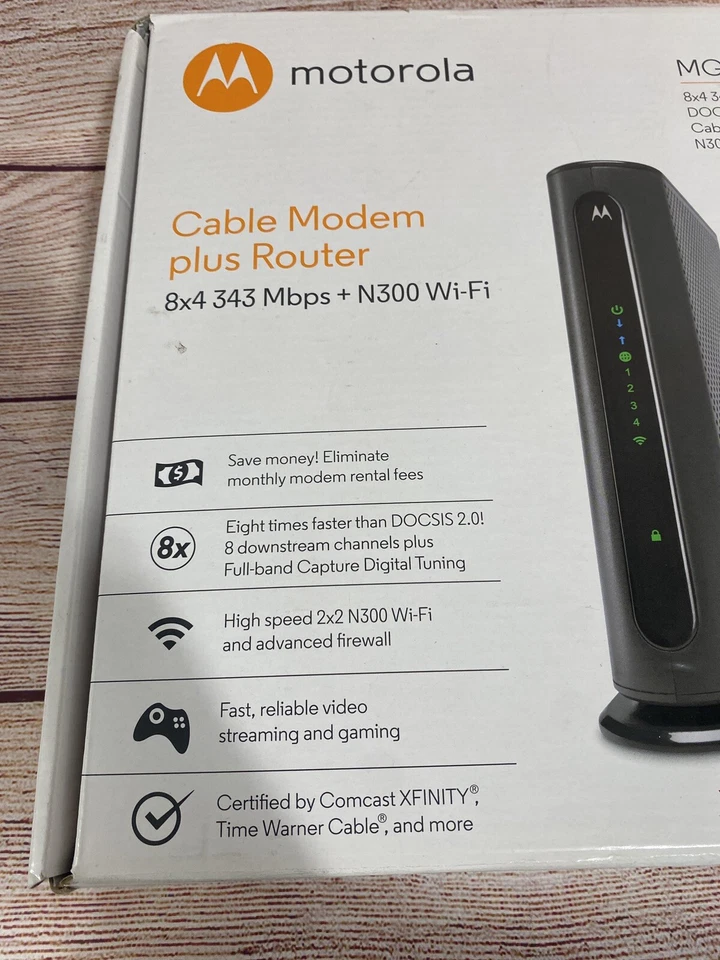 Motorola MG7310 343Mbps DOCSIS 3.0 Cable Modem plus N300 Wi-Fi Router - Image 2 of 4