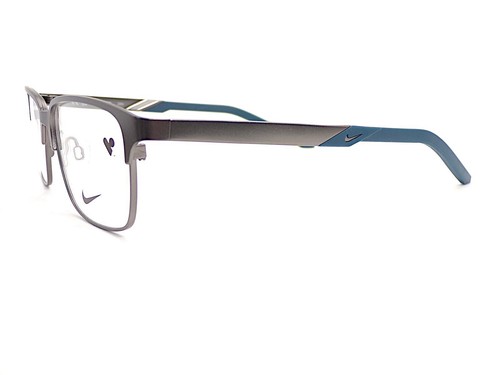 Nike Glasses Frame Satin Gunmetal with Space Blue Men's 55mm Eyeglasses 8213 074 - Picture 2 of 4