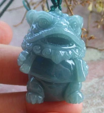 Video Certified Natural A Jade jadeite Pendant Lion Dragon Cartoon 116716 VS