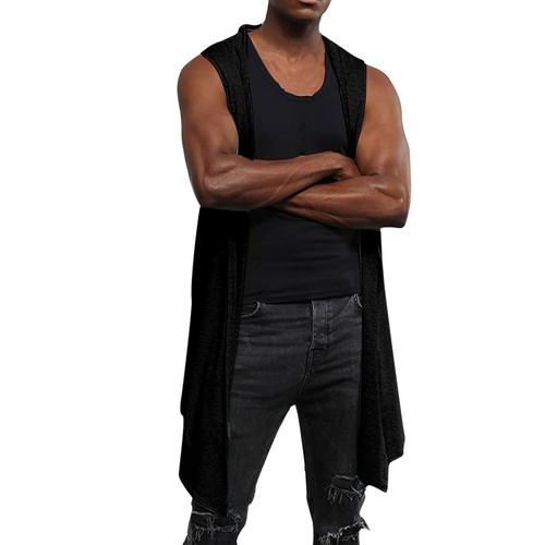 Men Draped Cardigan Long Hooded 