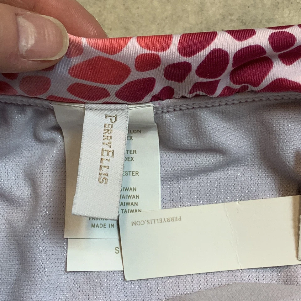 Perry Ellis Womens Bikini Bottom Pink Orange Leopard Print Gold NWT Size Small - Image 4 of 4