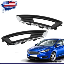 Pair Front Bumper Fog Lights Lamps Cover Bezel Fit For Ford Focus 2015 2016-2018