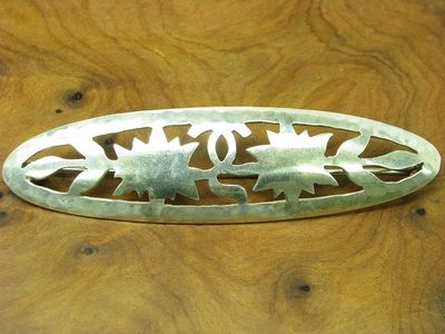 835 Silver Brooch / Handmade / Pierced Pattern / Real Silver / 5.7g