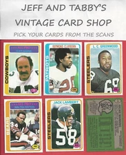 1978 TOPPS FOOTBALL 347-525  / SEE DROP DOWN MENU FOR CARD YOU WILL RECEIVE.