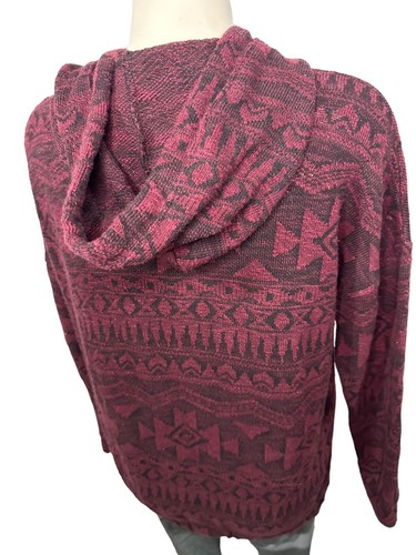 American Eagle Women's Hoodie Size S - Full Zip - Ties - Burgundy and Black - Picture 6 of 9