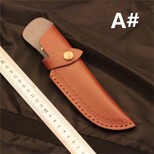 Portable Retro Cowhide Leather Straight Knife Sheath Pouch Cover For Fixed Blade - Picture 13 of 21