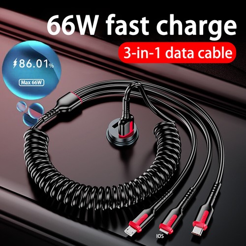 3 in 1 Fast USB Charging Cable Universal Multi Function Cell Phone Charger Cord - Photo 2 sur 19
