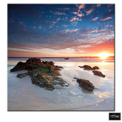 Sonnenuntergang Meereslandschaft Meereslandschaft Strand BOX GERAHMT LEINWAND KUNST Bild HDR 280 g/m²