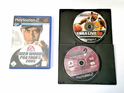 3x PS2 Spiele Burnout 2 Point of Impact NBA LIVE 2008 TIGER WOODS 2005 #4984